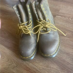 Brown Dr Martens with Yellow Laces